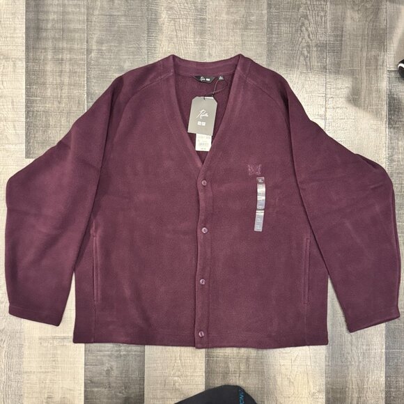 Uniqlo x Needles Fleece Cardigan Size XL Purple - Picture 2 of 4